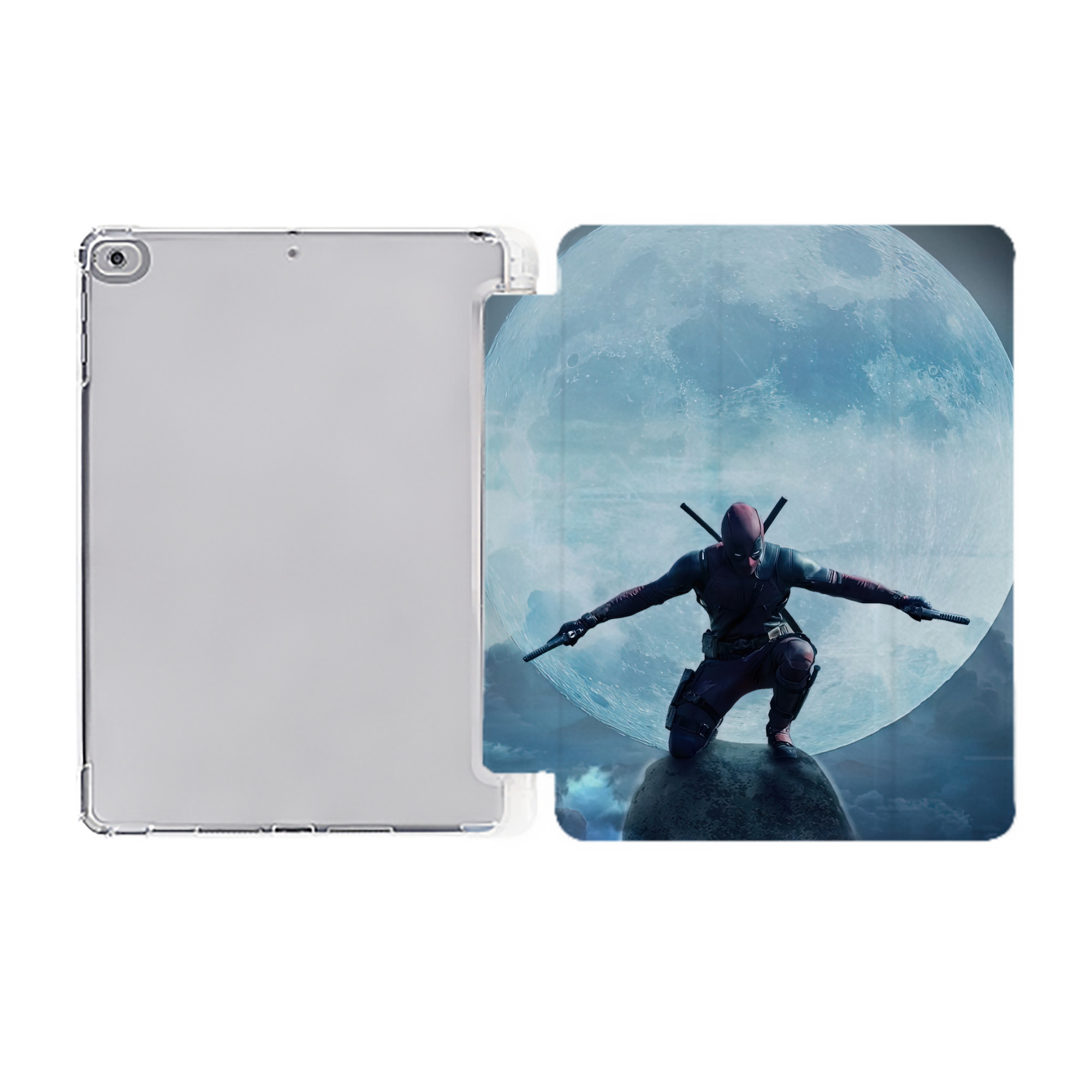 （画像用） Deadpool デッドプール IPad ケース ペン収納付き 三つ折りスタンド PUレザー×シリコン 対応機種9.5/10.5/10.9インチ